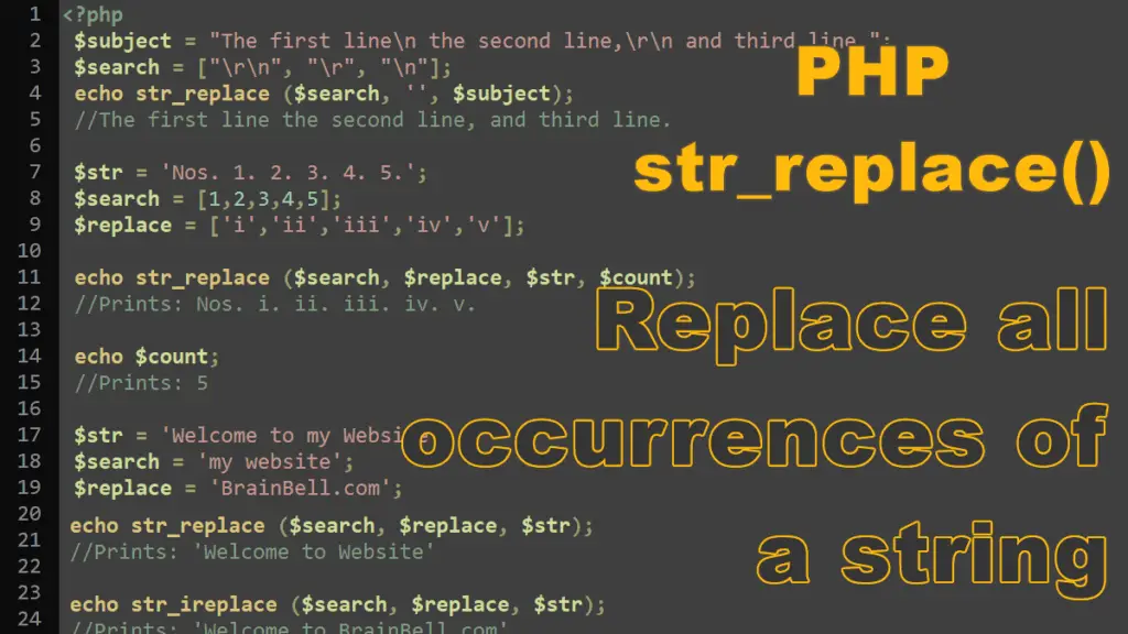 Replace All Occurrences Of A String With Str replace In PHP BrainBell