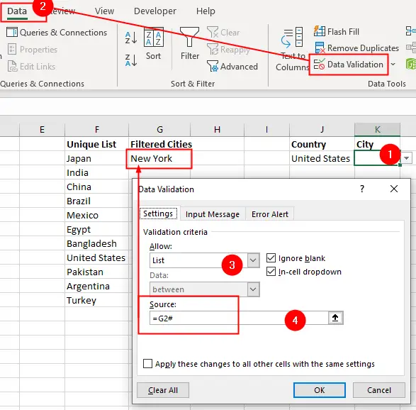 Data Validation Spill Range