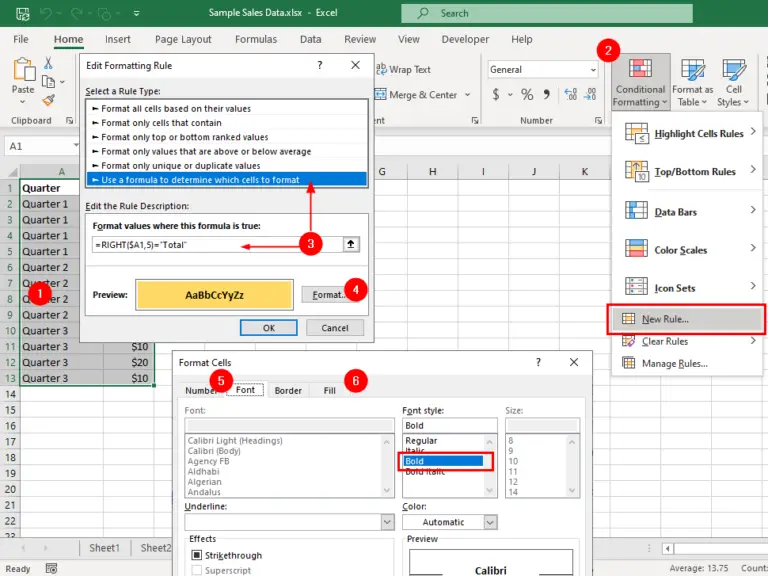 Format Subtotal Rows Using Conditional Formatting in Excel – BrainBell