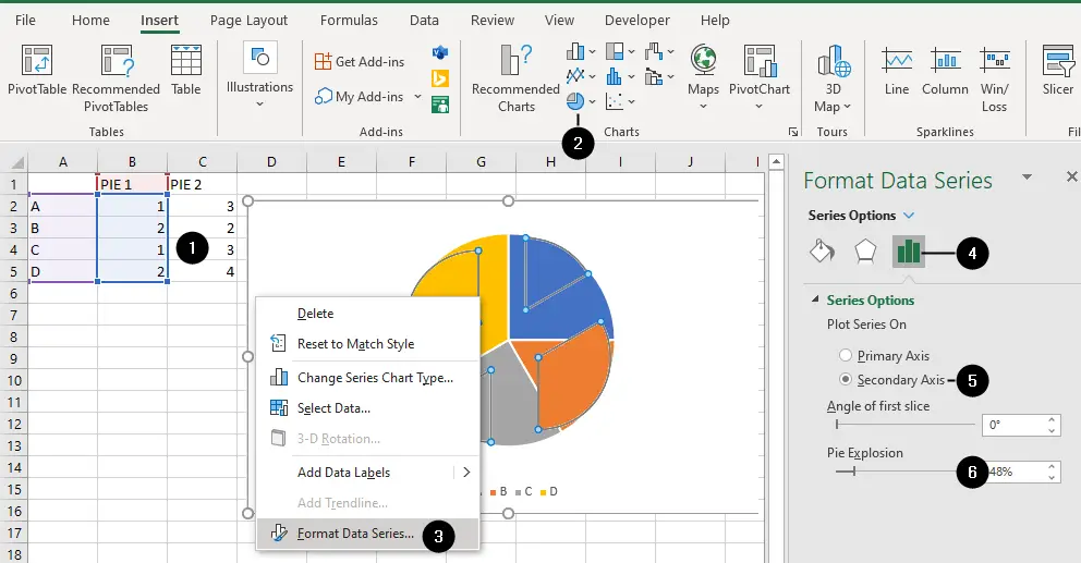 Create Two Sets of Slices in One Pie Chart in Excel – BrainBell